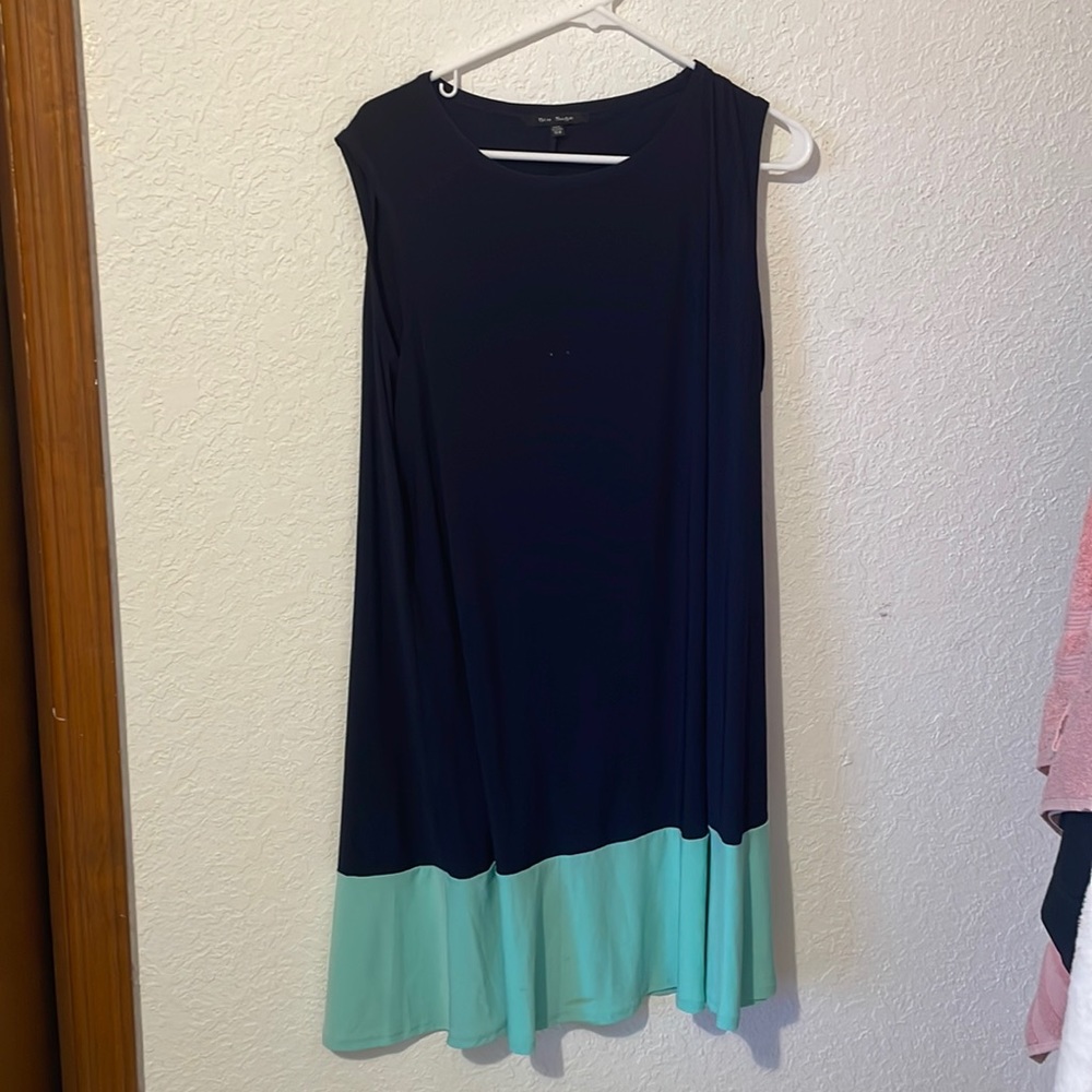 Navy blue teal midi dress